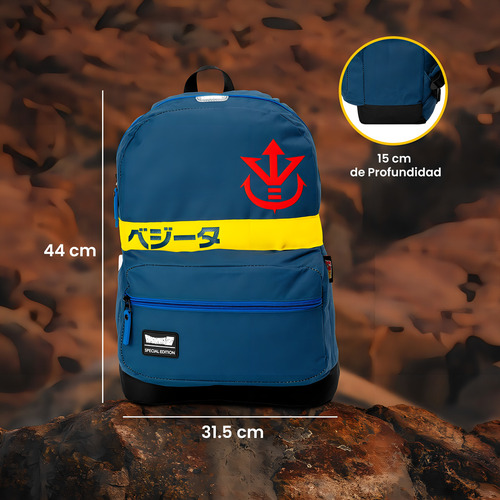 Mochila Dragon Ball Vegeta Escolar Azul Diseño De La Tela Liso