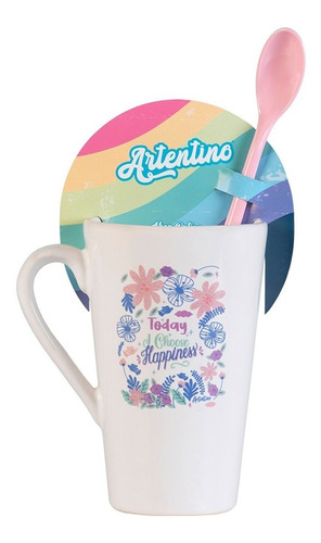 6 Jarro Taza Alta Cerámica Café Té Cuchara Regalo Original