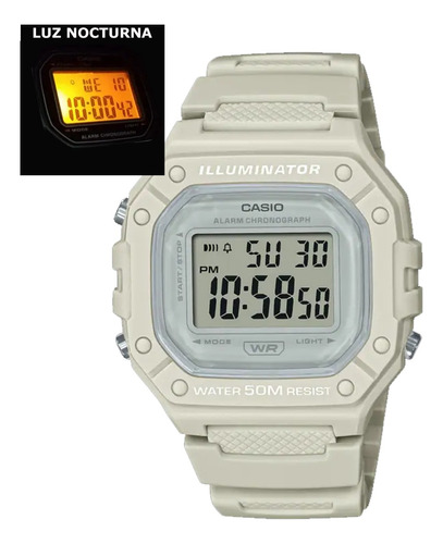 Reloj Casio W-218hc-8a Blanco Alarma Cronometro Relojesymas