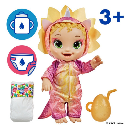 Muñeca Hasbro Baby Alive Triceratops Pelo Rubio