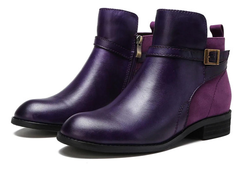 Botas M Para Mujer, Zapatos De Color Sólido, Tacón Grueso, C