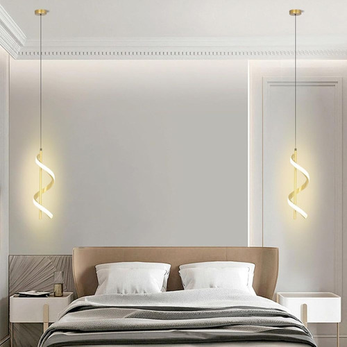 Luminária Pendente Espiral Dourado Inovador Com 2