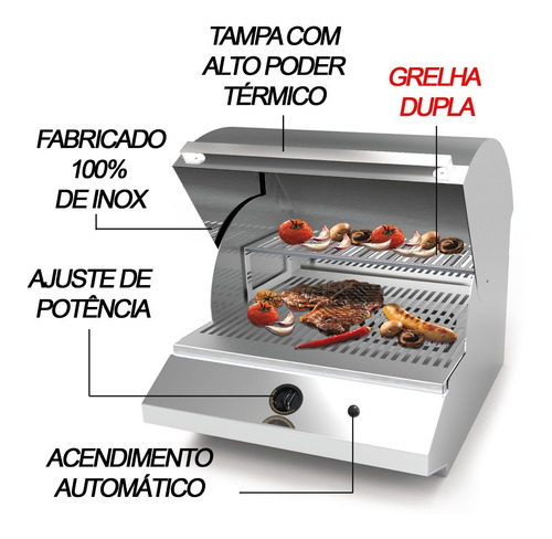 Imagem 4 de 6 de Churrasqueira Gás Bancada 3 Queimadores Inox Ch3001ix Suggar