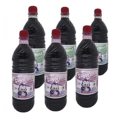 3 Groselha Diet + 3 Guaraná Diet Saborama 970ml