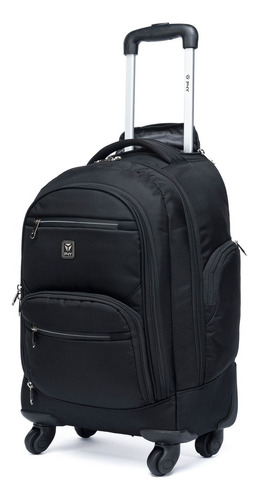 Mochila Executiva De Rodinhas Espaçosa Reforçada Trabalho Cor Preto Desenho Do Tecido Liso