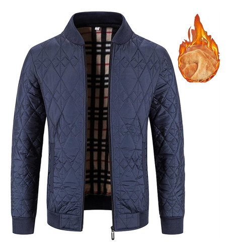 Chaqueta Bomber Acolchada Ligera De Corte Entallado For Hombre, Chaqueta Acolchada Con Cuello Alto, Chaqueta Ligera Informal Con Cremallera, Abrigo