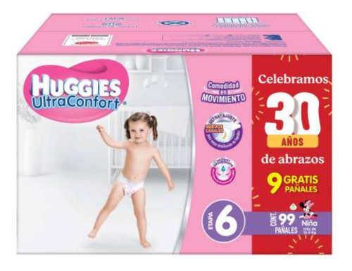 Pañales Etapa 6 Huggies Ultraconfort Para Niña, 90 Pañales Género Niñas Talla etapa 6