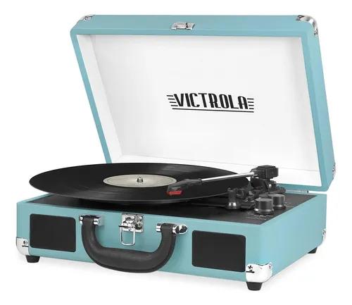 Tocadiscos Vintage Bluetooth Portátil De 3 Velocidades Con A