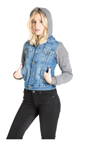 Campera De Jean Revolver Con Mangas De Friza- Kout Mujer