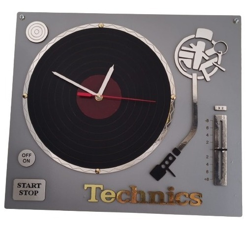 Reloj Pared Tornamesa Dj Decoracion Mdf 2 Capas 35 X 40 Cm