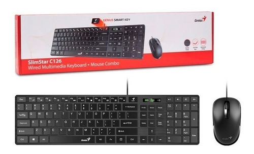 Combo Teclado Y Mouse Genius Slimstar C126 Usb Español Negro