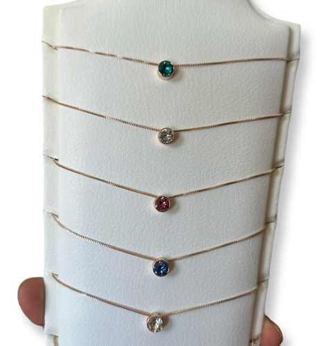 Collar Punto De Luz Swarovski Elements Cristal Baño Oro Rosa