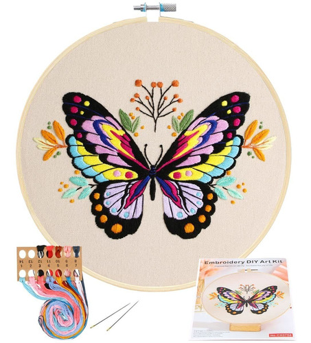 Mikimiqi Kit Inicio Bordado Patron Estampado Mariposa Flor