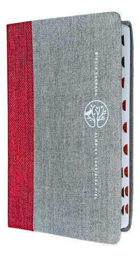 Bíblia Sagrada Almeida Corrigida Fiel Letra Grande Leitura Perfeita Com Índice Capa Luxo Tecido Vermelho E Cinza