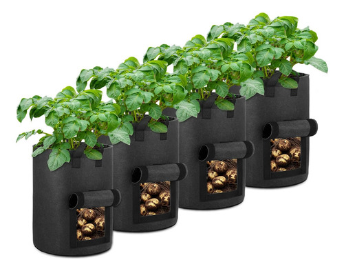 Paquete De 4 Bolsas De Cultivo De Patatas De 10 Galones Con