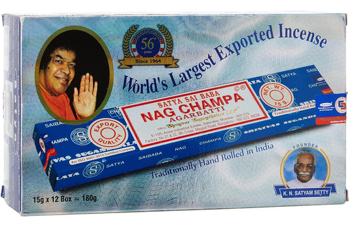 Satya Sai Baba Nag Champa Agarbatti Paquete De 12 Cajas...