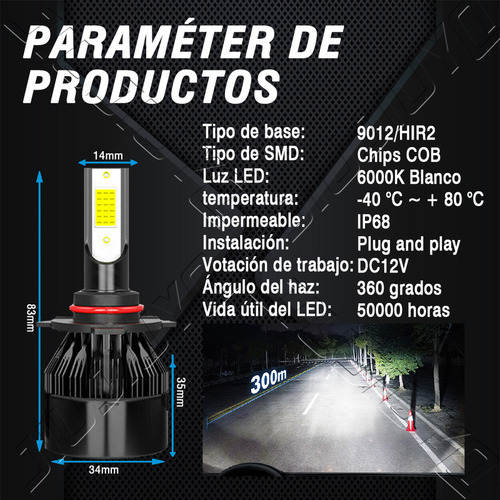 9012 Kit Faros Led Para 2011 2012 2013 14 2015 Chrysler 300