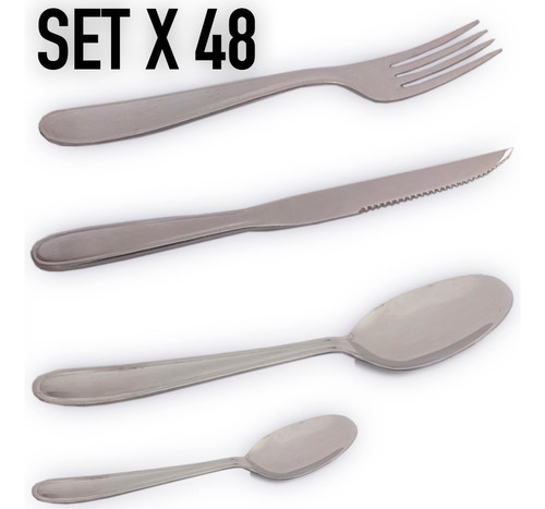 Set 48 Cubiertos Tenedores Cuchillos Cucharas Acero Inox