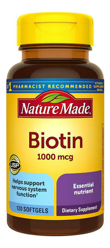 Nature Made Biotina 1000 Mcg Belleza Cabello Piel Uñas Sabor N/a