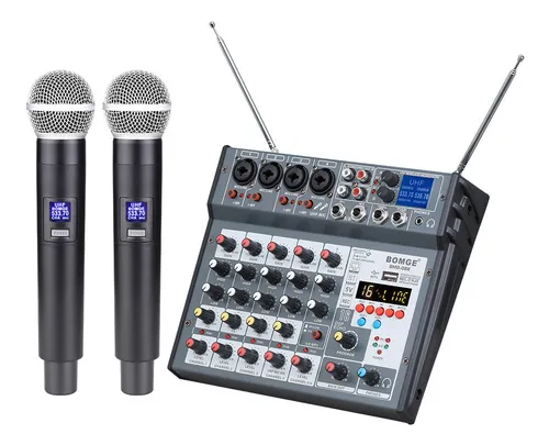 comprar Mezclador De Audio Bomge 06e C\u002F2 Micrófonos Inalámbricos Uhf
