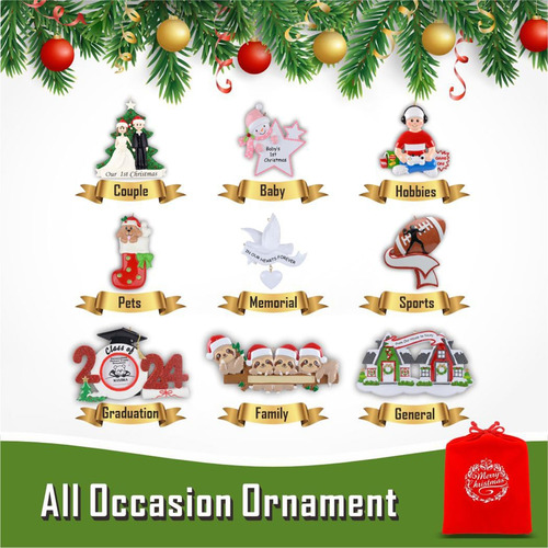 Adorno Navideño Maxora Personalizado Con Forma De Oso, Famil