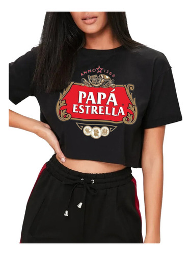 Playera Crop Top Papa Estrella Cerveza Parodia Referencia