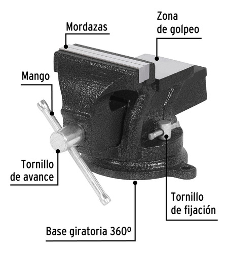 Tornillo Banco Prensa Morsa 4´ Base Giratoria Hierro 26039