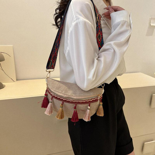 2 Riñonera Bohemia Con Borlas Bolso Bandolera Étnico Para