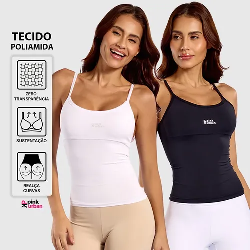 Kit 2 Regata Camiseta Alcinha Fitness Feminino Poliamida