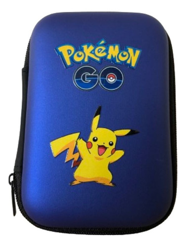 Estuche Azul Pikachu Para 50 Cartas Pokemon