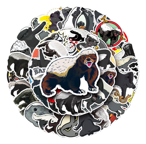 Adesivo De Texugo-do-mel Com 50 Adesivos De Animais À Prova