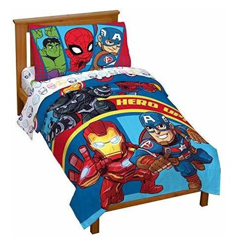 Marvel Super Hero Adventures Juego De Cama De 4 Piezas Para 