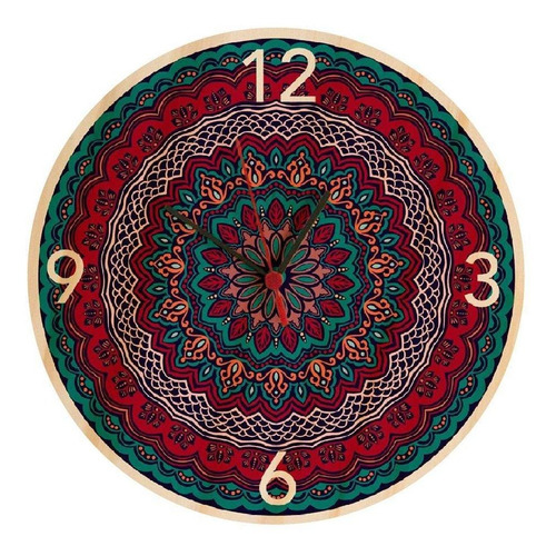 Reloj Moderno Con Diseño De Mandala En Madera
