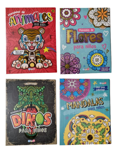 Set De 4 Libros Para Colorear Mándalas Para Niños Dreamsart 