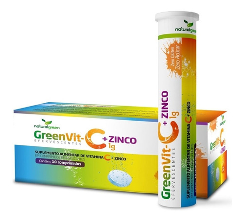 Vitamina C Efervecente Com Zinco Tablete 1 Grama Sabor Laranja