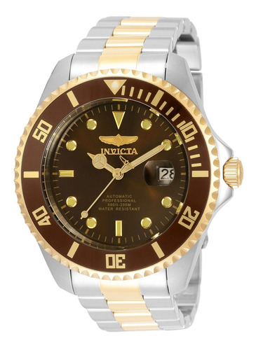 Reloj Invicta 35728 Steel, Gold Men Automático Color De La Correa Plateado/dorado Color Del Bisel Marrón Color Del Fondo Marrón