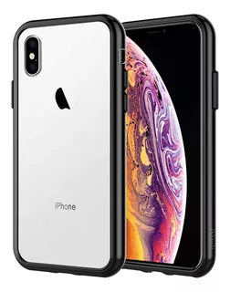 Estuche Protector iPhone X Transparente Con Negro Anti Shock