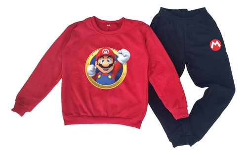 Conjunto Deportivo Niños Buzo Y Pantalon Mario Bros