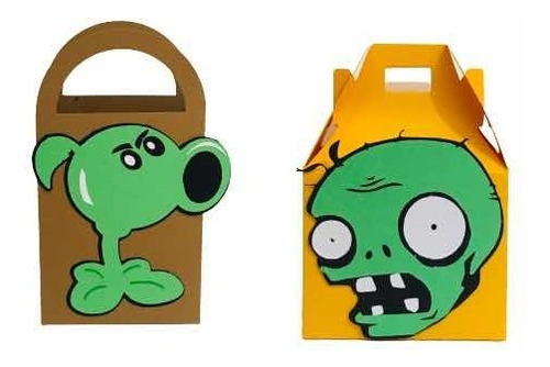 Cajitas Temáticas Mesa De Dulces Plantas &zombies 10 Pzs