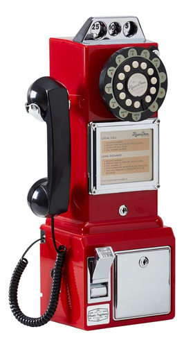 Teléfono Vintage Para Pared Estilo 50s Con Diseño Clásico Rojo