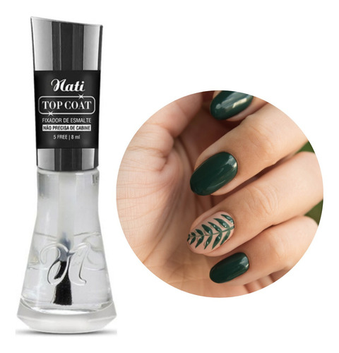 Esmalte Nati Top Coat Fixador Base Extra Brilho Tratamento Cor Incolor