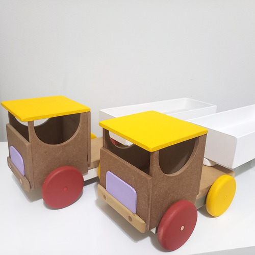Brinquedo Educativo Carreta Colorida De Mdf