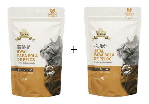 Kit 2 Unidades Petiscos P/ Gatos Hairball Control  60g Hana