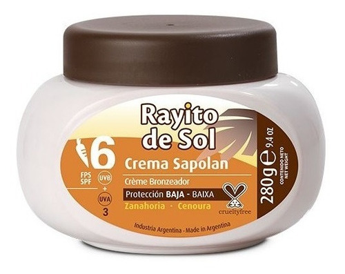 Rayito De Sol Sapolan Con Zanahoria Crema Fps6 280g