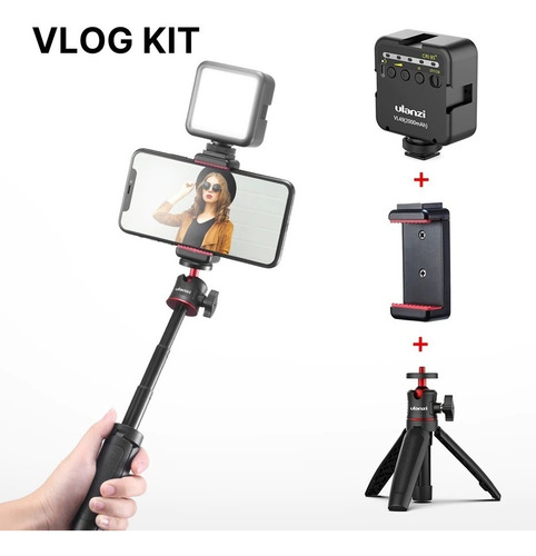 Imagen 5 de 7 de Kit Filmación Trípode + Adaptador Celular + Led Ulanzi Vl49