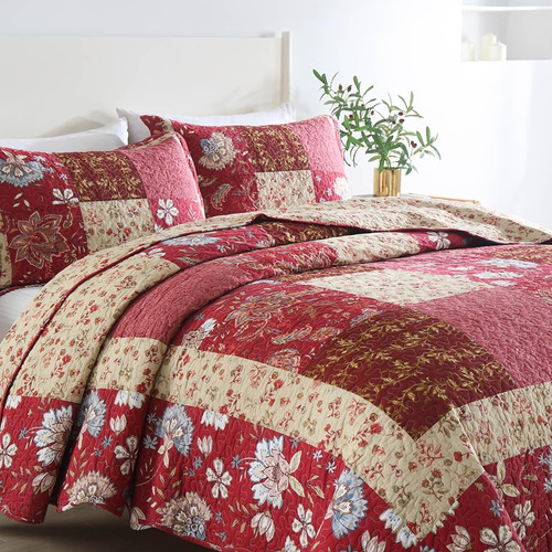 Camandy Juego De Colcha De Algodón, Juego De Cama De 3 Pieza