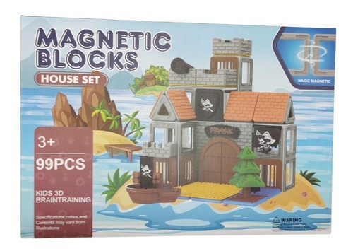 Imagen 3 de 3 de Bloques Magneticos 99 Piezas Arma Castillo En Isla Pirata F