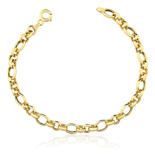 Pulseira De 5.8mm Com Elos De Portuguesa E Desquinados Em Ou