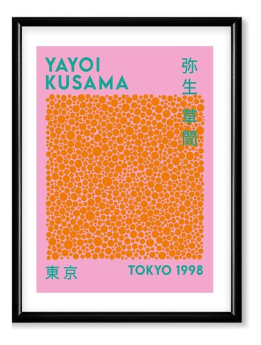 Cuadros Yayoi Kusama Arte Abstracto Moderno Japones C/marco Color Orange Dots