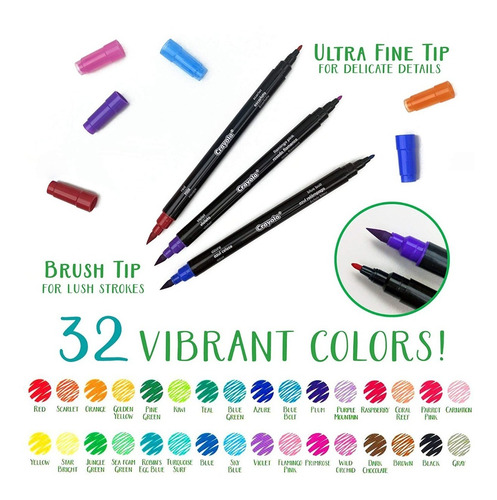 Marcadores Crayola Doble Punta Lata Decorativa 16u 32 Puntas